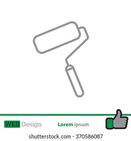 Paint roller icon. Paintbrush tool sign. Linear outline button. Vector