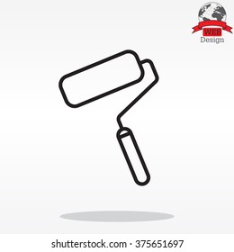 Paint roller icon. Paintbrush tool sign. Linear outline button. Vector