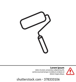 Paint roller icon. Paintbrush tool sign. Linear outline button. Vector
