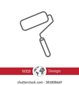 Paint roller icon. Paintbrush tool sign. Linear outline button. Vector