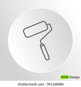 Paint roller icon. Paintbrush tool sign. Linear outline button. Vector