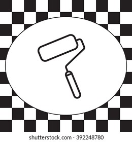 Paint roller icon. Paintbrush tool sign. Linear outline button. Vector