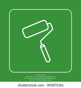 Paint roller icon. Paintbrush tool sign. Linear outline button. Vector