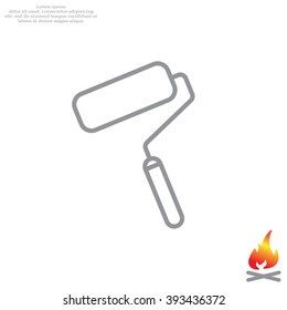 Paint roller icon. Paintbrush tool sign. Linear outline button. Vector