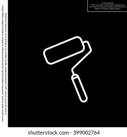 Paint roller icon. Paintbrush tool sign. Linear outline button. Vector