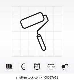 Paint roller icon. Paintbrush tool sign. Linear outline button. Vector