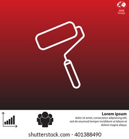 Paint roller icon. Paintbrush tool sign. Linear outline button. Vector