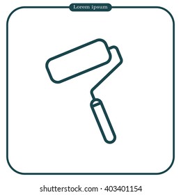 Paint roller icon. Paintbrush tool sign. Linear outline button. Vector