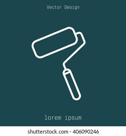 Paint roller icon. Paintbrush tool sign. Linear outline button. Vector