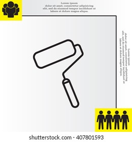 Paint roller icon. Paintbrush tool sign. Linear outline button. Vector