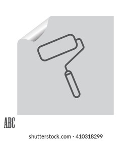 Paint roller icon. Paintbrush tool sign. Linear outline button. Vector
