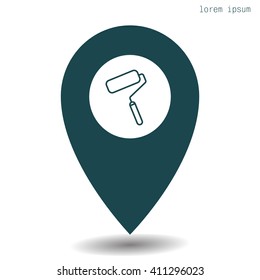 Paint roller icon. Paintbrush tool sign. Linear outline button. Vector