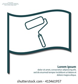 Paint roller icon. Paintbrush tool sign. Linear outline button. Vector