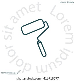 Paint roller icon. Paintbrush tool sign. Linear outline button. Vector