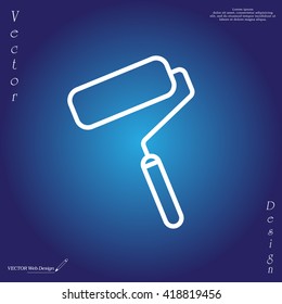 Paint roller icon. Paintbrush tool sign. Linear outline button. Vector