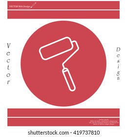 Paint roller icon. Paintbrush tool sign. Linear outline button. Vector