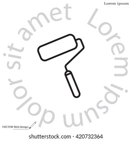 Paint roller icon. Paintbrush tool sign. Linear outline button. Vector
