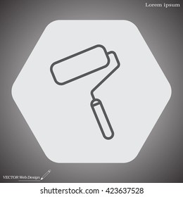 Paint roller icon. Paintbrush tool sign. Linear outline button. Vector