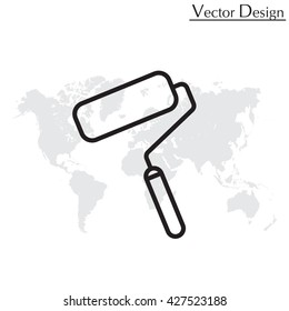 Paint roller icon. Paintbrush tool sign. Linear outline button. Vector