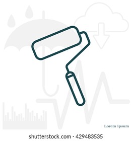 Paint roller icon. Paintbrush tool sign. Linear outline button. Vector