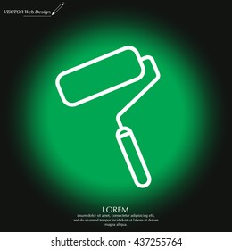 Paint roller icon. Paintbrush tool sign. Linear outline button. Vector