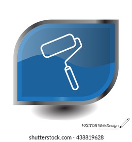 Paint roller icon. Paintbrush tool sign. Linear outline button. Vector