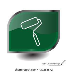 Paint roller icon. Paintbrush tool sign. Linear outline button. Vector