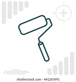 Paint roller icon. Paintbrush tool sign. Linear outline button. Vector