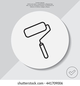 Paint roller icon. Paintbrush tool sign. Linear outline button. Vector