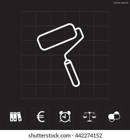 Paint roller icon. Paintbrush tool sign. Linear outline button. Vector