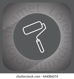 Paint roller icon. Paintbrush tool sign. Linear outline button. Vector
