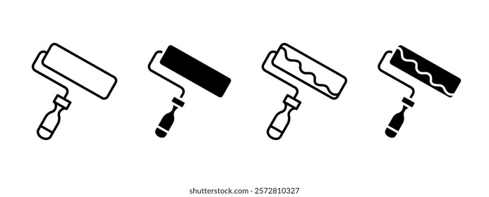 Paint roller icon. Painting wall symbol. Painter equipment sign. Paintbrush vector illustration. Paint roller tool pictogram. Color renovation concept isolated.