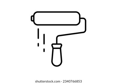 Paint Roller icon. icon related to painting. used in house painting. line icon style. Simple vector design editable