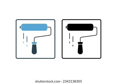 Paint Roller icon. icon related to painting. used in house painting. solid icon style. Simple vector design editable