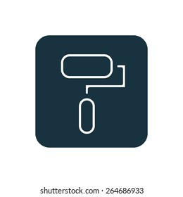 paint roller icon Rounded squares button, on white background 