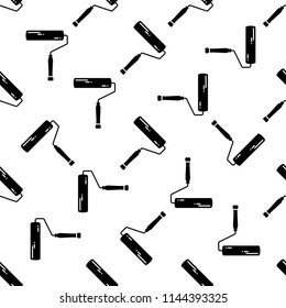 Paint Roller Icon Seamless Pattern Vector Art Illustration