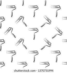 Paint Roller Icon Seamless Pattern Vector Art Illustration