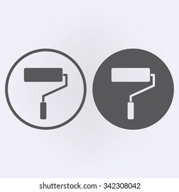 Paint roller icon set in circle . Vector illustration