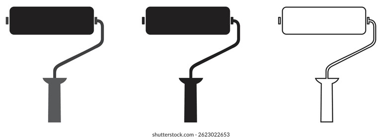 Paint Roller Icon Set in Different Styles.