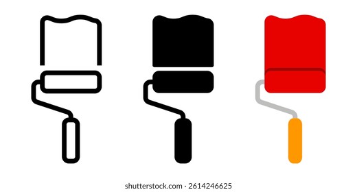 Paint roller icon set. for mobile concept and web design on white background