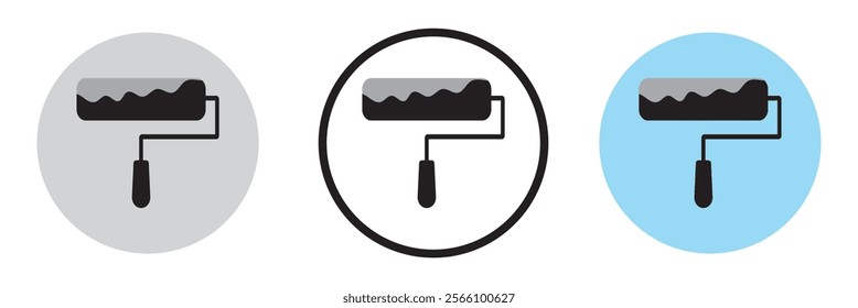 Paint roller icon set. Outline illustration of paint roller vector icons for web design