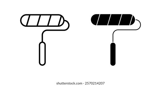 paint roller Icon set. Symbol isolated white background. vector illustration. color editable.