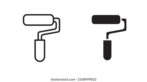 Paint roller icon set vector graphics designs