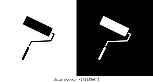 Icono de rodillo de pintura silueta Vector plano paquete de diseño de ilustración.