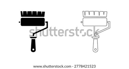 Paint roller icon, Paint roller Silhouette Vector