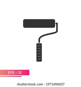 Paint roller, icon. Solid design. On a white background. Tools for workers. Flat vector illustration.