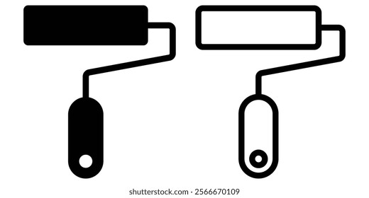 Paint roller icon. Paint symbol. Brush, color, repaint, renovation, interior, Working tools, art. Outline.  Paint Roller Icon for website design, app, UI. Flat design style. Design eps 10