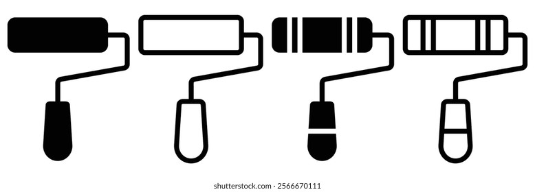 Paint roller icon. Paint symbol. Brush, color, repaint, renovation, interior, Working tools, art. Outline.  Paint Roller Icon for website design, app, UI. Flat design style. Design eps 10