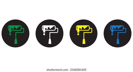 Paint roller icon symbol.  Paint brush roller icons design eps 10 