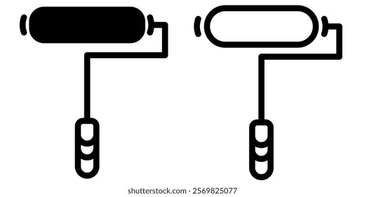 Paint roller icon. Paint symbol. Brush, color, repaint, renovation, interior, worktool, art. Paint roller icon vector. Vector illustrator.